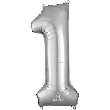 Foil balloon - Number - 1 - Silver - 86 cm
